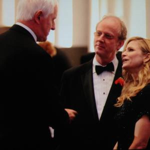 Director of Photography David J Frederick and Actress and Lifetime Achievement Award recipient Kyra Sedgwick share a moment with Steadicam Inventor Garrett Brown at the 2012 Society of Camera Operators Lifetime Achievement Awards