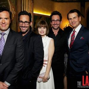 Jeffrey Vance, Gregory Zarian, Carrie Genzel, Lawrence Zarian, and Vincent De Paul celebrate film and fashion at a Christmas party held at 
