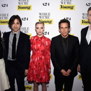 Noah Baumbach, Ben Stiller, Amanda Seyfried, Maria Dizzia and Ryan Serhant at event of While We're Young (2014)