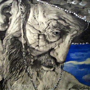 Jose Martinez The Age of Stone Graphite Oil  Liquid Silver Leaf on Water Color Paper Photograph and Illustration by Jesse Edwin MacDonald