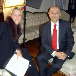 Producer/Director Donna Bertaccini post interview with Syrian Ambassador His Excellency Imad Moustapha Syrian Embassy, Washington D.C. April 2009 ORTV 