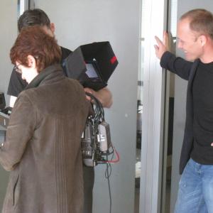 Director Jim Houck, right, on set at Rolling Stone magazine with cinematographer Maryse Alberti.