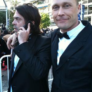 French producer Yohan Baiada left and Jim Houck right at the premiere of Outside the Law Cannes France