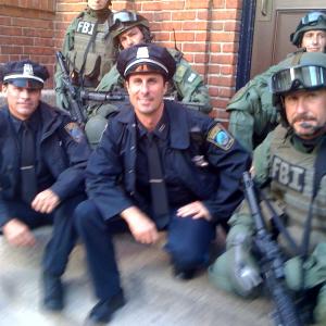 On set of The Town with the FBI swat team Jeff Corazzini Boston Police Officer