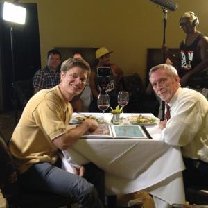 Greg Lucey on the set of ARTISTIC VENTURE with the hilarious Carl Petersen Produced by Well Dang Productions In the background left is writerdirector Alex Wroten and on sound is Charlie Harmony