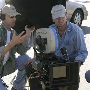 Writer/Director (Carl Thibault) and Cinematographer (Jas Shelton) preparing for a shot. Present day shoot Los Angeles.