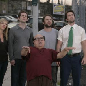 Still of Danny DeVito, Rob McElhenney, Kaitlin Olson and Glenn Howerton in It's Always Sunny in Philadelphia (2005)