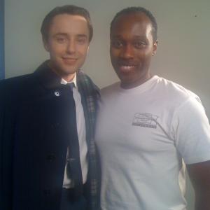 On The MADMEN Set. Working as an editor on the MADMEN BluRay for Seasons two and three. Left: Vincent Kartheiser Right: Abdul Stone Jackson