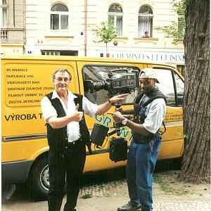 Digital short: Specific Types on the set in Prague. 1999. Left: Jerry Pichar. Right: Abdul Stone Jackson