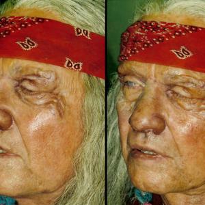Jon Voight as the Blind Man in UTurn The sun baked homeless half breed Native American Shaman makeup was designed and applied by Ken Diaz