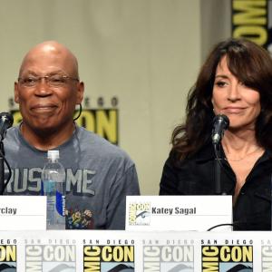 Katey Sagal and Paris Barclay at event of Sons of Anarchy 2008