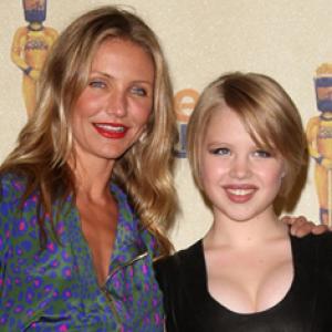 Cameron Diaz and Sofia Vassilieva pose in the pressroom during the 2009 MTV Movie Awards May 31 2009 in Universal City California