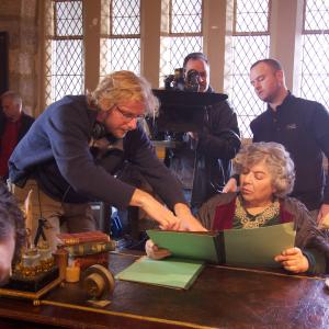 Director Peter Mether and Miriam Margolyes on set in the Headmistress office