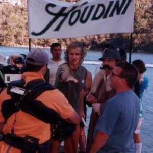Mether directing actor Alan Cinis. The 'Houdini' commercial went on to win a world medal in New York.