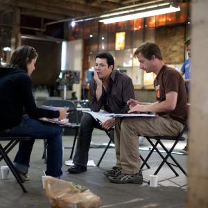 Writer/Director Daniel R. Chavez, DP Morgan Schmidt and Script Supervisor review closing shots.