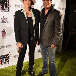 WriterDirector Daniel R Chavez with music legend Preston Smith at Broken Glass world premiere in Hollywood CA