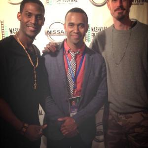 Left to Right: Actor, Sheldon Frett, Actor/Writer/Producer, Brandon Hirsch, and Director/Producer, Sabyn Mayfield at Nashville Film Festival for 