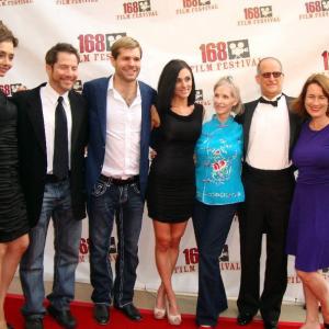 Producers Amber Deegan and Tom Costello with cast Pierre Kennel, Shawna Sutherland, Barbara Kerr Condon, Joseph Steven, and director Jeanette Solano.