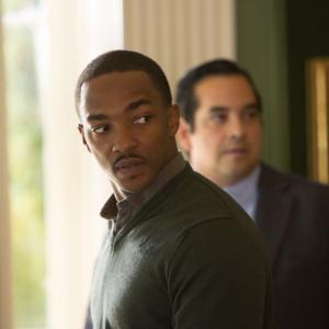 Still of Dominic Flores and Anthony Mackie in Our Brand Is Crisis (2015)