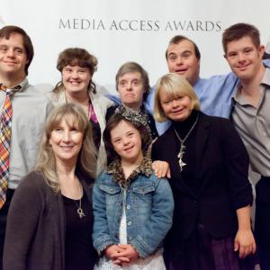 2011 Media Access Awards, Luke Zimmerman, Jamie Brewer, Robin Trocki, Blair Williamson, Luke Spinelli, front row Gail Williamson, Katelyn Reed and Lauren Potter