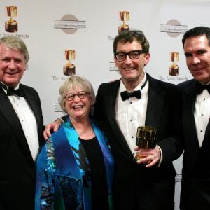TV voice actor winner Tom Kenny with presenters Bill Farmer Russi Taylor and Tony Anselmo voices of Goofy Minnie Mouse and Donald Duck