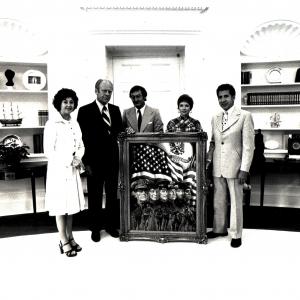 Pentagon painting presented to President Ford in the White House 1976