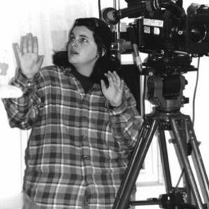 Erin Lillis on the set of her Emerson College BFA film THE LIGHTS in 1999