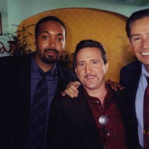 Jesse Martin, Jorge Pupo, and Jerry Orbach on the set of the 