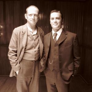 Robert Fulton with Yannick Bisson on the set of 