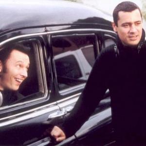 Steve Valentine (in car) and director Jean-Baptiste Andrea