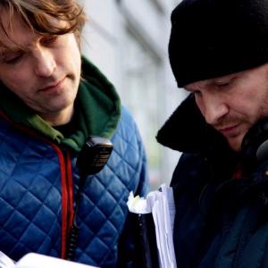 Still of Poul Berg and Christian Grønval on the set of 