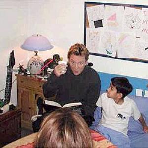 Michael Lopez with Anthony Michael Hall on the set of Funny Valentine