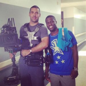 on the set of The Wedding Ringer with Kevin Hart