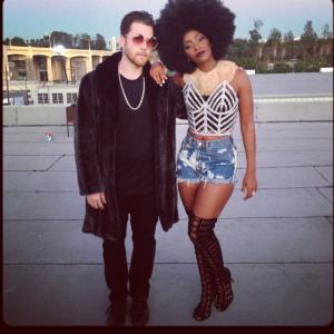 W Teyonah Parris on the set of Get Your Life video shoot