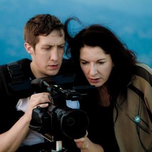Matthew Akers with Marina Abramovic during the production of Marina Abramovic The Artist is Present