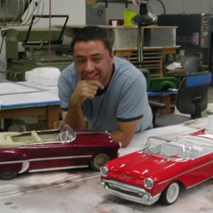 John Eblan with 1/8th scale cars built for Indiana Jones and the Kingdom of the Crystal Skull