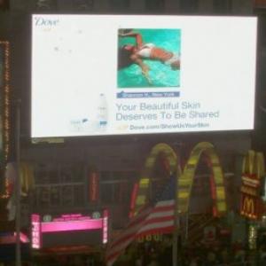 Shannon M Hart in a 2012 Dove ad in Times Square.