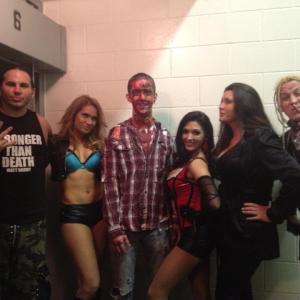Shannon Hart Taya Parker Matt Hardy Reby Sky  Facade at a Meet and Greet with fans on set of PRO WRESTLERS VS ZOMBIES