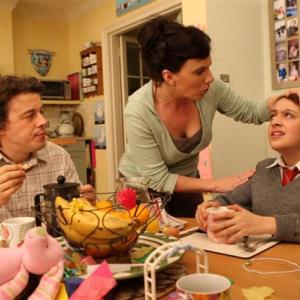 Still of Alan Davies, Karen Taylor and Georgia Groome in Angus, Thongs and Perfect Snogging (2008)