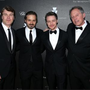 Producer Todd Labarowski, director Ned Benson, actor James McAvoy and Executive Producer Kirk D'Amico attend 'The Disappearance of Eleanor Rigby' 67th Cannes Film Festival pre-screening reception hosted by The Weinstein Company on May 17, 2014.