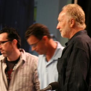 Saw IV's Darren Lynn Bousman, producer Mark Burg, and Jigsaw himself