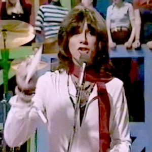 Alan Merrill introducing guest Marc Bolan (T.Rex) in the Arrows Show, weekly series 2, 1976. Granada - ITV England.