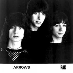 Arrows 1976 L-R: Paul Varley, Jake Hooker, Alan Merrill. Hosts of the Granada/ITV television show 