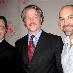 Brennan Brown CJ Wilson and Greg Stuhr  opening night of Ethan Coens OFFICES at the Atlantic Theater Company
