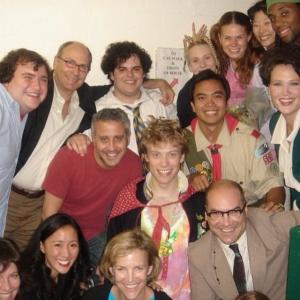 Backstage at Circle in the Square with cast and creatives of The 25th Annual Putnam County Spelling Bee