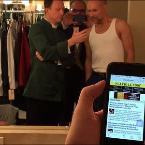 Brad Heberlee, Tony Manna, and Greg Stuhr backstage at the Geffen Playhouse in Rolin Jones' These Paper Bullets!