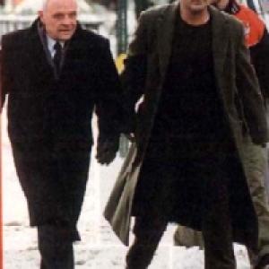 Anthony Hopkins and Alec Baldwin on the set of The Devil and Daniel Webster