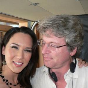 Simone Bailly with Director Michael Rymer on set of Battlestar Galactica
