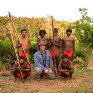 CB in Amazonas with Yanomamo Tribesmen of Coshiliowateli  while shooting film tests for The Enemy God