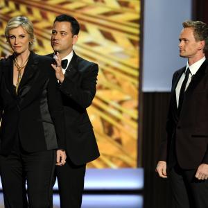 Neil Patrick Harris, Jimmy Kimmel and Jane Lynch at event of The 65th Primetime Emmy Awards (2013)